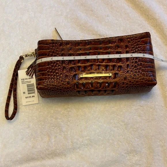 Brahmin Chestnut Croc-Embossed Clutch - Picture 1 of 5